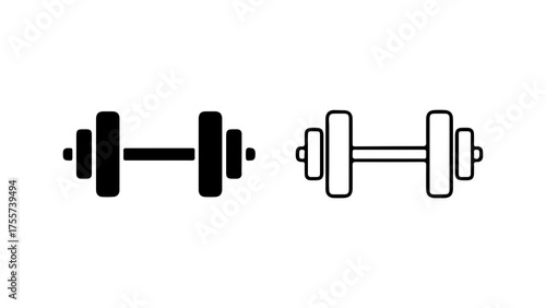 Barbell and dumbbell icons with transparent background