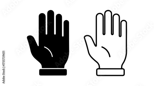 Hand icons with outline and solid fill with transparent background