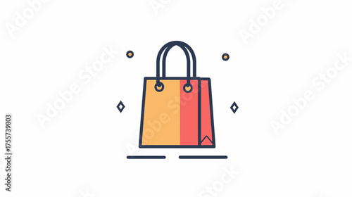 A shopping bag with handles and decorative elements