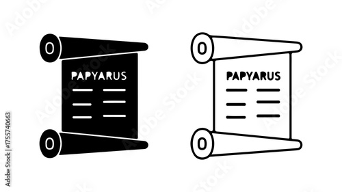 Ancient papyrus scroll with transparent background