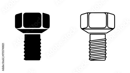 Bolt and screw icons with transparent background