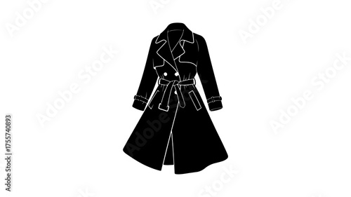 Classic trench coat with transparent background