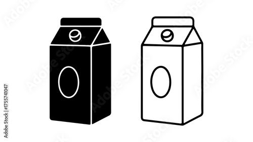 Milk carton outline and solid with transparent background