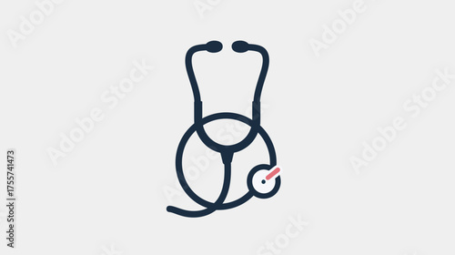 Dark blue stethoscope icon with a red and white gauge