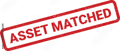 Distressed rubber stamp effect indicating Asset Matched for data reconciliation and system verification purposes