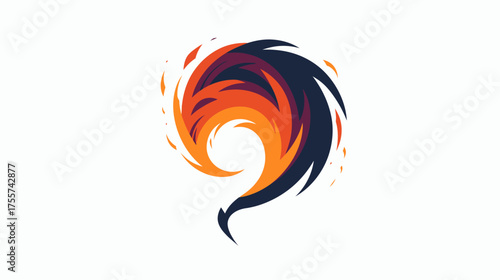 Swirling abstract fiery shape with sharp edges and blended colors