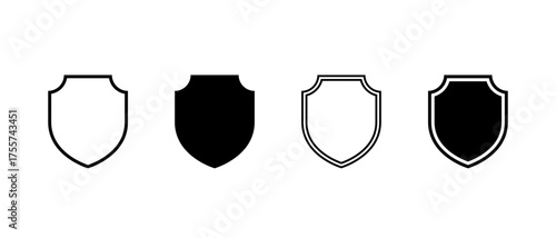 Shield icon set. Security and protection symbol. Defense and privacy guard sign