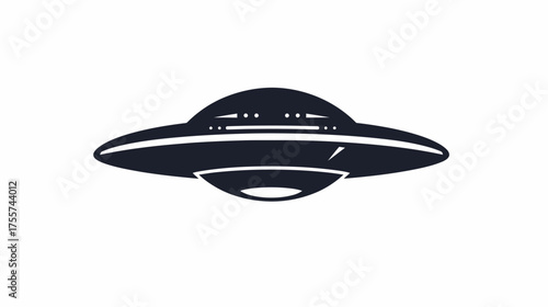 Dark, silhouetted flying disc with dome and lower hull, against white