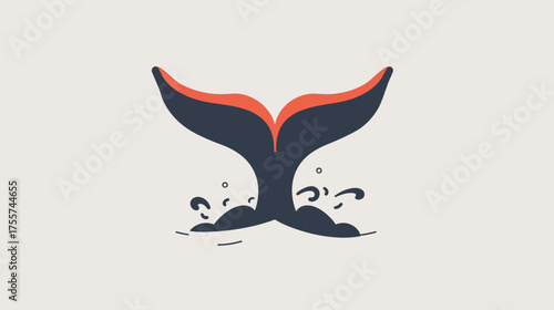Stylized whale tail splashes through water