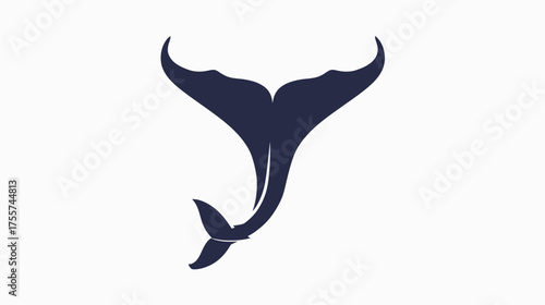 Dark blue whale tail fin emerges upwards from the bottom