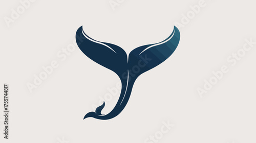 Stylized dark blue whale tail, with gradient, on a light background