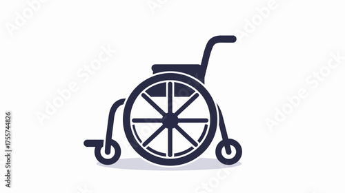 A dark blue silhouette of a wheelchair against a white background