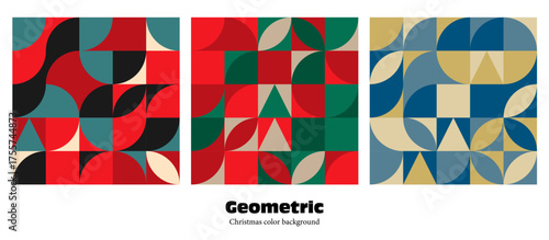 クリスマスカラーの背景イラスト素材 幾何学模様 ベクター