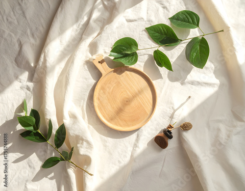 Wallpaper Mural A minimalist eco flat lay showcasing organic textures and sunlight for sustainable lifestyle visuals. Torontodigital.ca