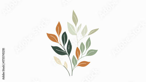 Stylized branches with varying shades of green, orange, and cream leaves