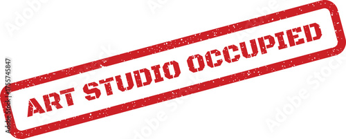 Red grunge rubber stamp mark with the bold text ART STUDIO OCCUPIED showing a distressed effect