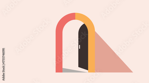 Open doorway through arch, casting a shadow