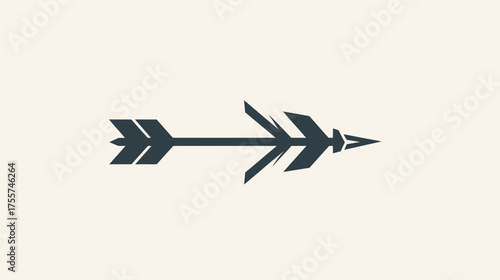 A stylized, dark gray arrow with fletching pointing right against a cream background
