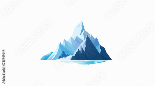 Stylized, geometric mountain range with icy peaks and a reflective water base