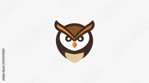 A simplified brown and orange owl graphic on a white background