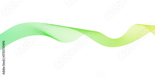 abstract green wave line background,wavy abstract green lines in wave shape, data flow concept,Green wave melody lines on white background,white background and green wave,