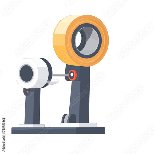 Minimalist Stationary Illustration Featuring Transparent Tape on Dispenser with Gray Accents and a Clean White Background Ideal for Graphic Design Projects