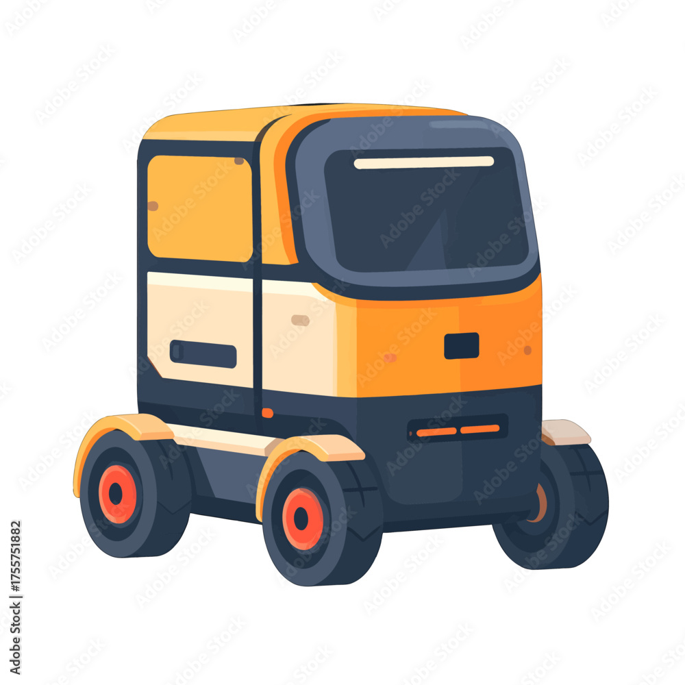 Fototapeta premium Pixel Art Style Delivery Vehicle with Orange Accents on White Background