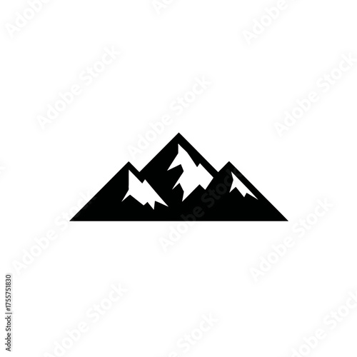 Stylized black mountain range silhouette