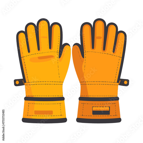 Pair of Yellow Work Gloves Isolated on White Background Protective Gear for Construction and Gardening Equipment Safety First Tool