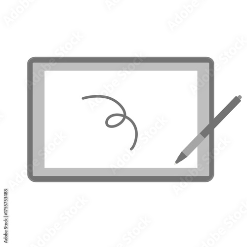 線が描かれたタブレットデバイス