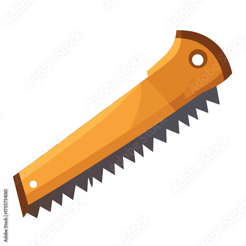 Hand Saw with Wooden Handle and Shiny Blade Isolated on White Background Tool for Carpentry Projects