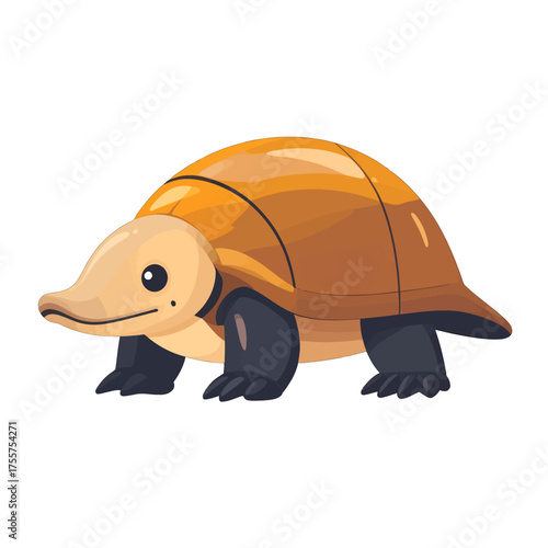 Pixel Art Illustration of a Cartoon Armadillo in Brown and Beige Tones with a White Background