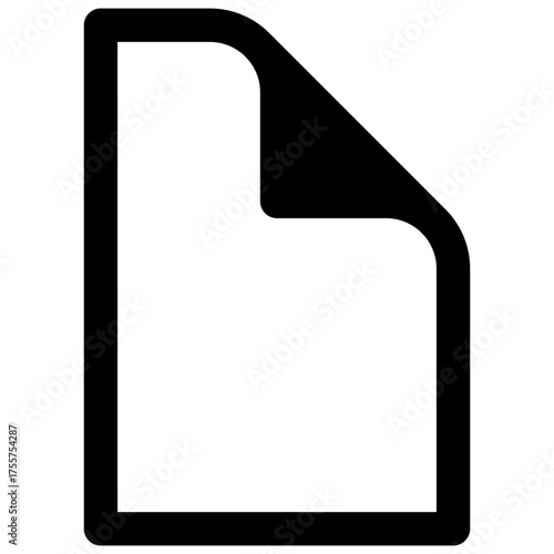 Blank page. Outlined stroke vector icon with black-filled details.