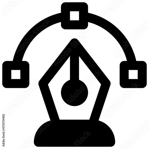 Pen tool. Outlined stroke vector icon with black-filled details.