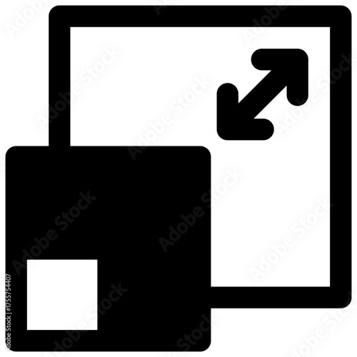Resolution. Outlined stroke vector icon with black-filled details.