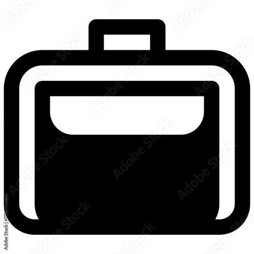 Portfolio. Outlined stroke vector icon with black-filled details.