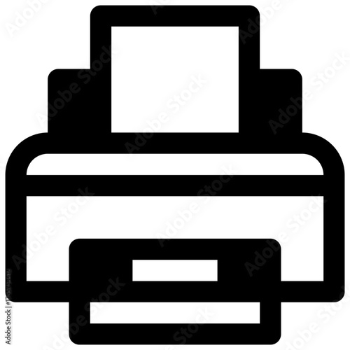 Printer. Outlined stroke vector icon with black-filled details.