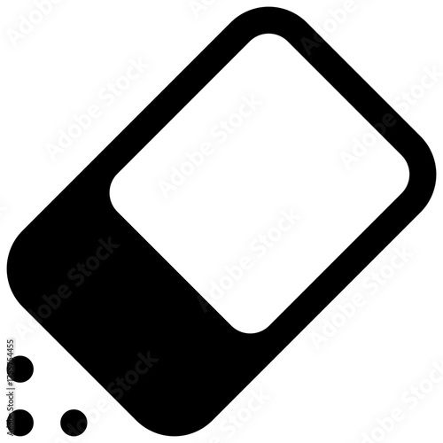 Rubber. Outlined stroke vector icon with black-filled details.