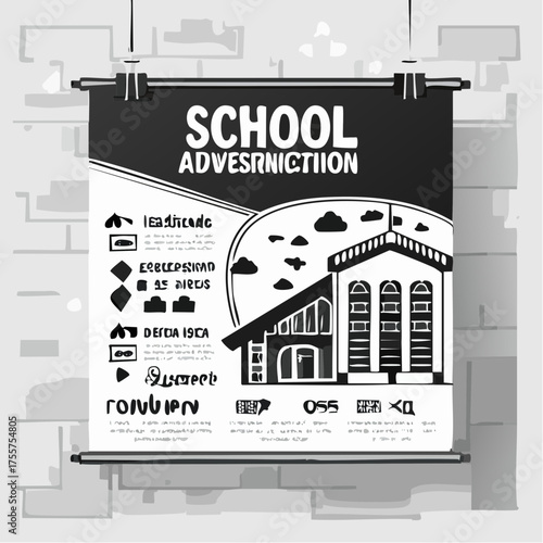 School admission roll up banner template. X banner design for school, college, university, coaching center