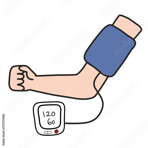 Arm with Blood Pressure Cuff Illustration — Medical Device Vector
