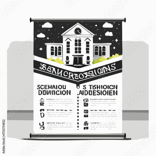 School admission roll up banner template. X banner design for school, college, university, coaching center