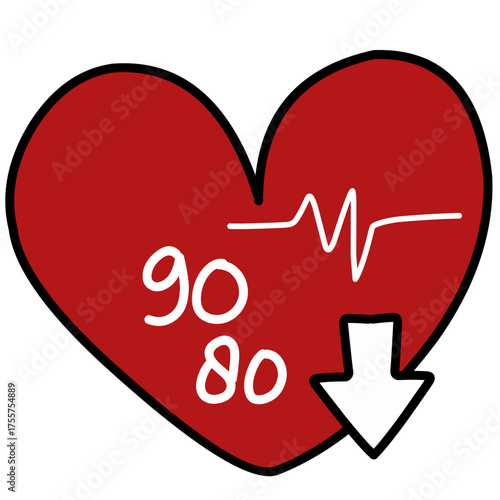 Heart Icons with Blood Pressure Values