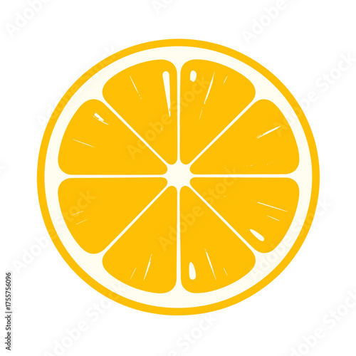 Vibrant Yellow Orange Slice with White Background Detailed Citrus Fruit Close Up Clean Backdrop Sunny and Refreshing Design Element Studio Lighting