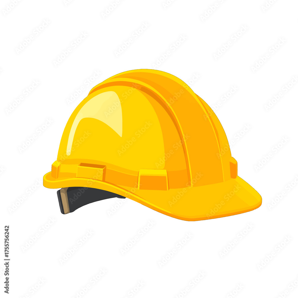 Fototapeta premium Isolated Yellow Hard Hat for Construction Worker Safety Gear in Isometric View with White Background Safety and Protection Equipment