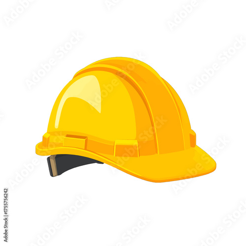 Isolated Yellow Hard Hat for Construction Worker Safety Gear in Isometric View with White Background Safety and Protection Equipment