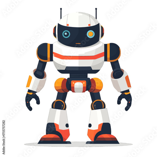 white robot with orange and black details clip art preview