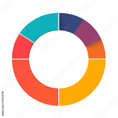 Colorful Donut Chart with Seven Distinct Segments Visualizing Data in a Circular Graphic on a White Background