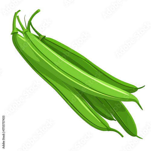 Pile of Vibrant Green Beans on a Clean White Backdrop Fresh and Organic Vegetables Still Life with Natural Lighting