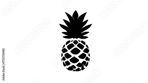 Silhouette of a pineapple with spiky leaves and a textured body