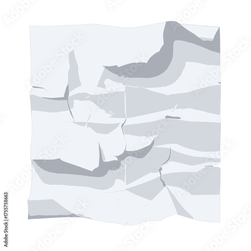 Textured White Paper with Wrinkles and Folds On White Background Illustration, Emphasizing Material Detail, Minimalist Style, Clean Backdrop for Graphic Applications